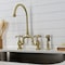 Kingston Brass Bridge Kitchen Faucet with Brass Sprayer, Brushed Brass KS7797TXBS - alternate 4
